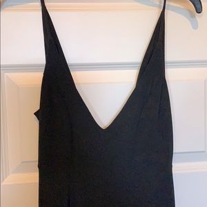 Black scoop back high slit sexy dress